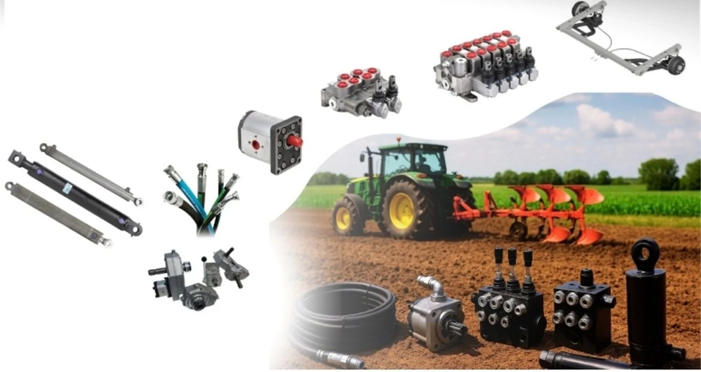 Agricultural tractor, hydraulic components and spare parts